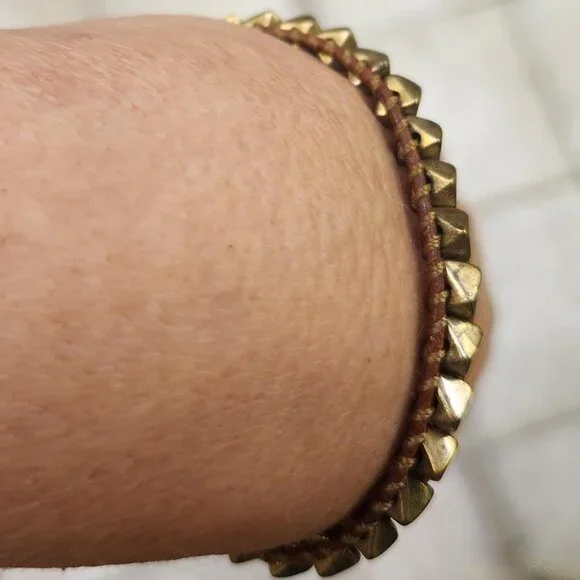 Fossil Brown Leather Bracelet with Metal Detail and Button Close - Picture 3 of 8